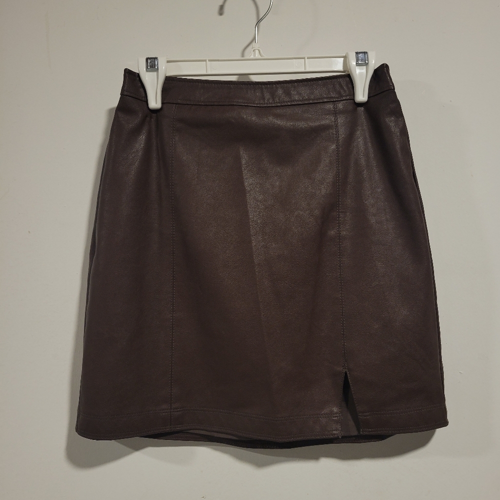 Brown Leather mini skirt, from Abercrombie & fitch, XS